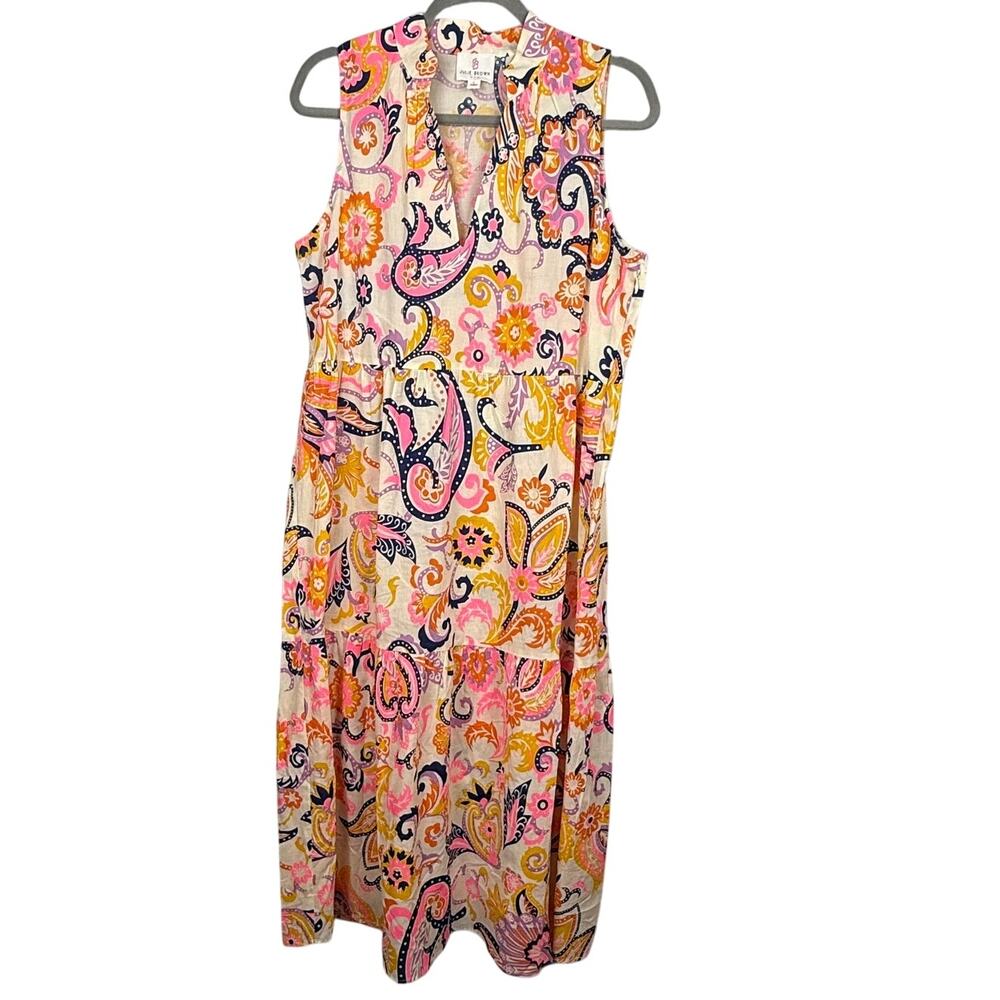 Julie Brown NYC Kaylah Ivory Paisley Midi Dress Size L - Summer chic Boho